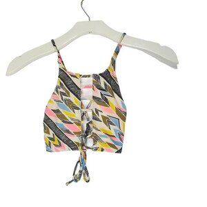 VOLCOM Womens Bikini Top XSmall Halter Tribal Geometric No Padding Peek A‎ Boo